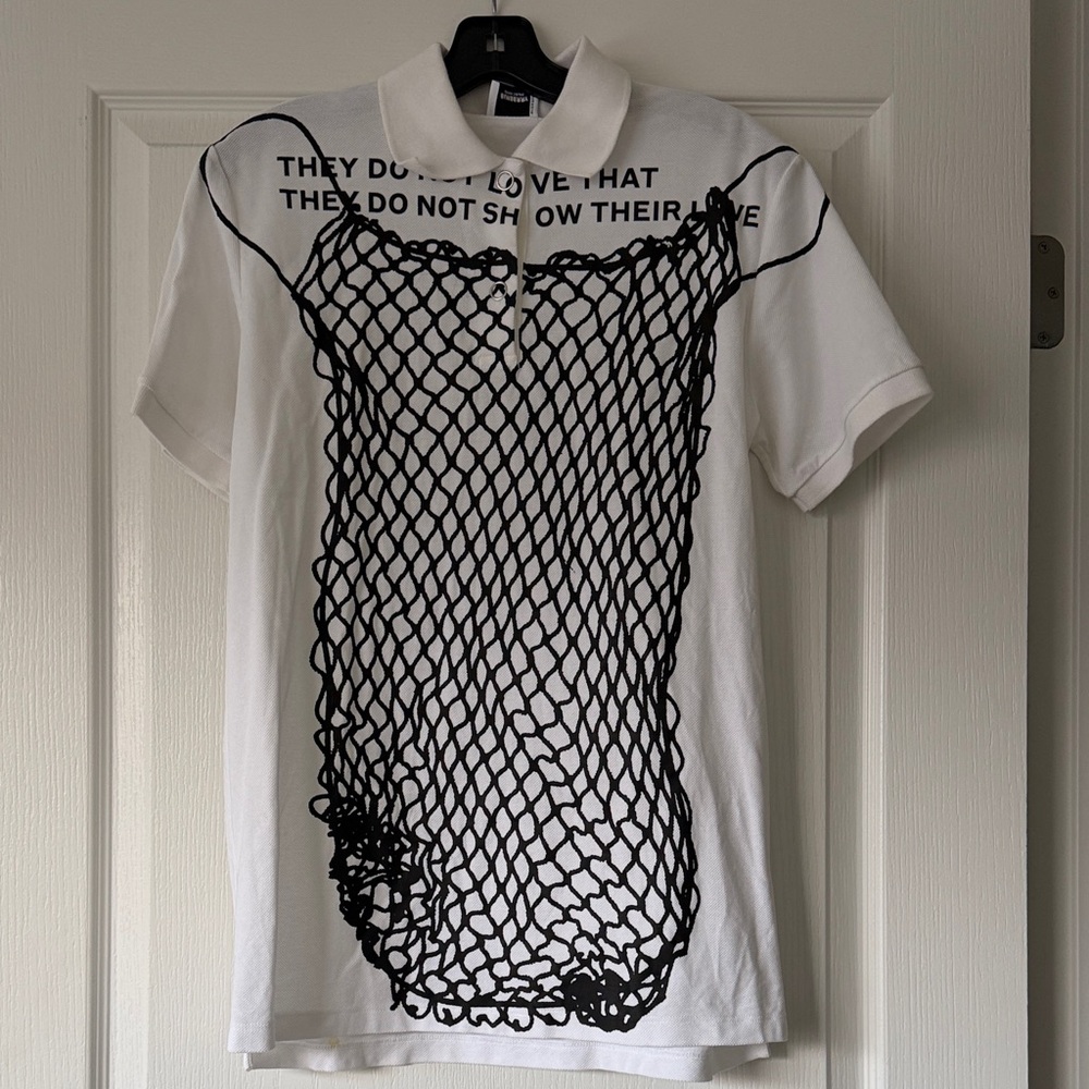 Burberry  White Polo Shirt with Black Net Design